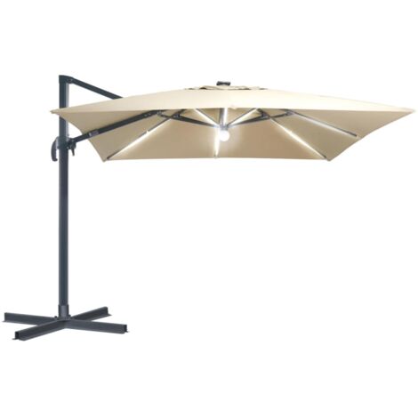 Ombrellone Palo Laterale in Alluminio Luci Led Telo Idrorepellente Misura 3x3 Mt