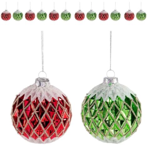 Palline per Albero di Natale Artigianali in Vetro Argento - 12 Pezzi (1/3)