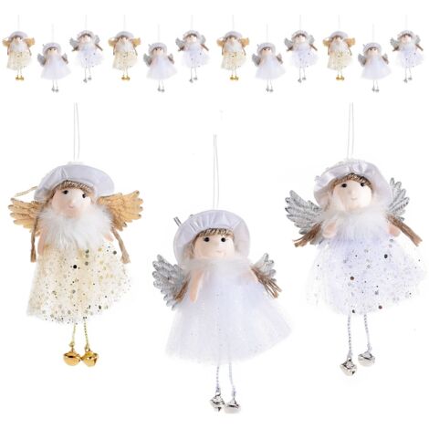 Set 12 Angeli da Appendere con Abito in Tulle - Addobbi per Casa e Natale (1/3)