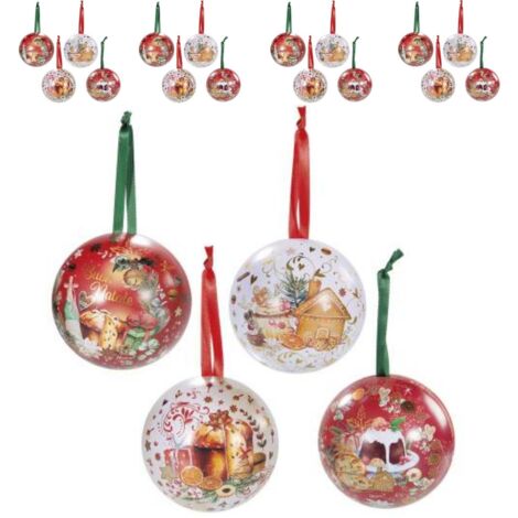 12 Palline Natalizie Metallo Apribili Personalizzabili Fantasia Dolci per Albero (1/2)