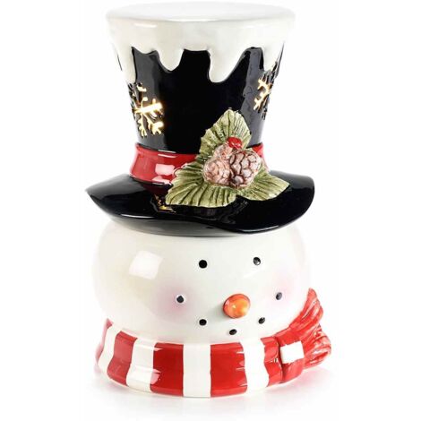 December Diamonds Vaso Biscotti Pupazzo Di Neve - Statuetta In Ceramica Fatta A Mano - Decorazioni Natalizie