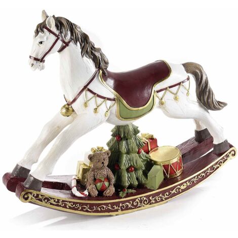 Cavalli A Dondolo Decorativi Natalizi - Statuette Vintage In Oro Antico - 10 Cm Per Tavolo O Regalo - Foto 5