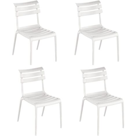 Set 4 Sedie per Esterni Moderne Impilabili per Giardini, Bar, Ristoranti Bianche (1/4)