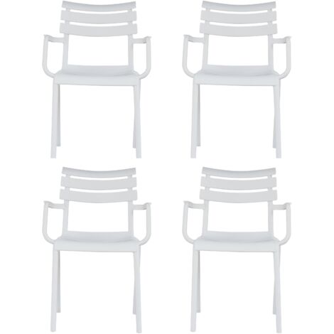Set 4 Sedie per Esterni Moderne con Braccioli per Giardini, Bar, Ristoranti Bianche (1/5)