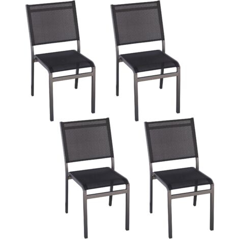 Set 4 Sedie per Esterni Impilabili in Alluminio, Arredamento Giardini, Bar, Ristoranti, Colore Antracite