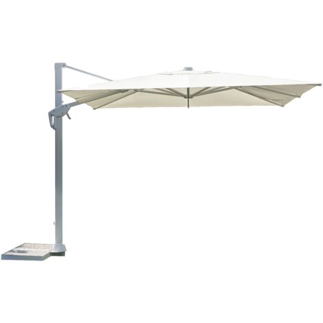 Ombrellone da Giardino 3x3 Metri Palo Laterale in Alluminio, Telo Idrorepellente, Colore Bianco