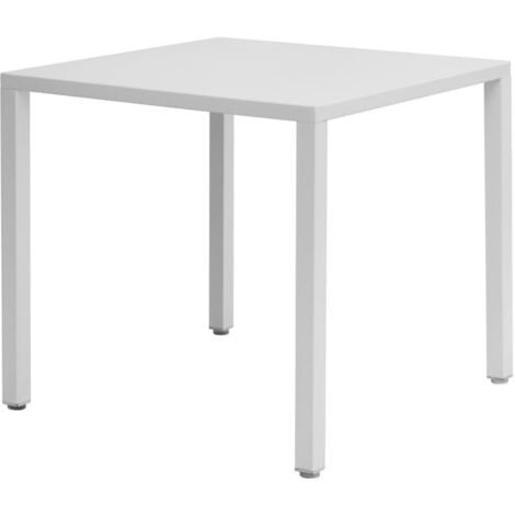 Tavolo per Esterni in Acciaio Autolivellante, Arredamento per Bar, Ristoranti 80 x 80 cm, Colore Bianco (1/3)