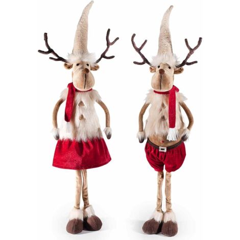 Renne Natalizie Decorative con Sciarpa e Cappello - Set da 2, Altezza 83 cm (1/2)