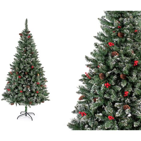 HOMCOM Albero Di Natale Artificiale 182.88cm Con 479 Rami Innevati Design Alto E Stretto Con Base Pieghevole Verde 93040025