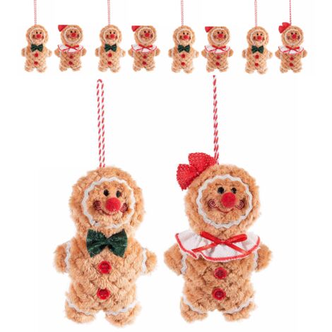 Set 12 Omino pan di zenzero in panno da appendere - Addobbi per alberio di Natale (1/3)
