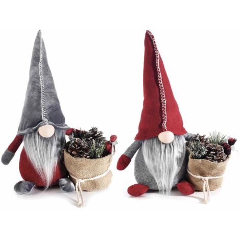 Gnomo Natalizi del bosco con sacco di pigne innevate - Idea regalo, Decorazione Natalizia (1/2)