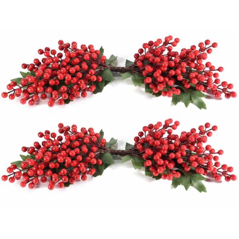 Bacche rosse artificiali decorative per Natale 2 pezzi da 53,5 cm (1/2)