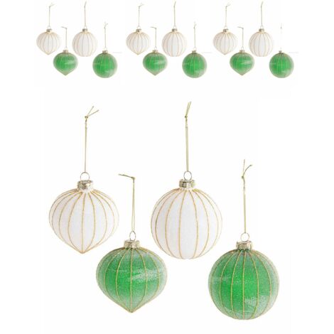 Palline in vetro decorato per albero di Natale - Set 12 pezzi, diametro 8 centimetri (1/3)