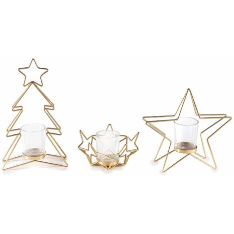 Offerta Set 6 Portacandele Oro Metallo - Decorazione Natale