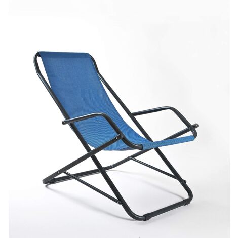 Sdraio per casa e giardino Made in Italy in acciaio sdraio dondolina color blu melange sdraio relax pieghevole per campeggio e mare