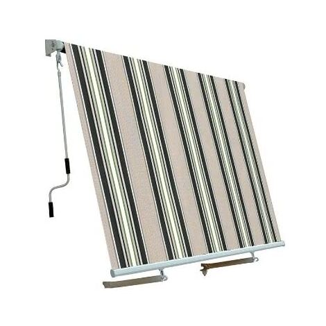 Tenda da sole a caduta con bracci tenda da balcone 2,45 x 2,45 metri verde rigato tenda parasole per balconi