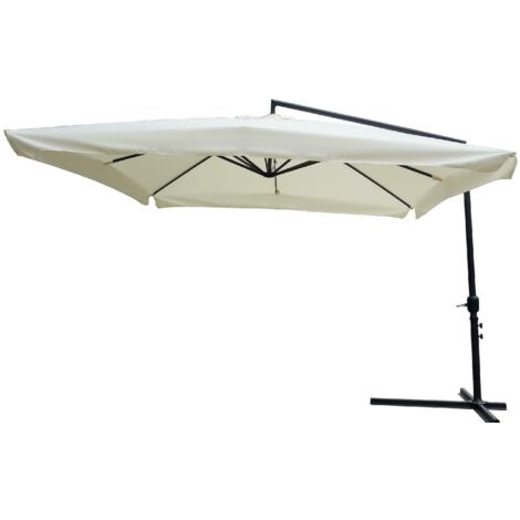 Ombrellone da giardino con palo laterale 3 x 3 metri in acciaio e copertura color ecrù arredamento esterni arredamento giardino