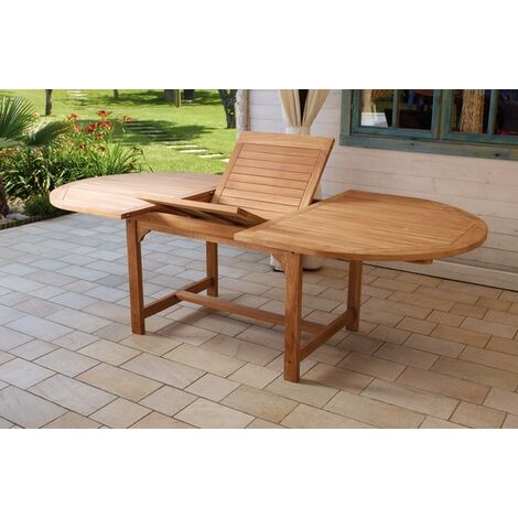 Set tavolo da giardino allungabile con 8 sedie in legno teak e cuscini