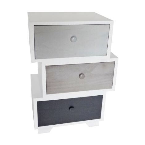Cassettiera in Legno con 3 Cassetti Asimmetrici Colorati 40 x 64 Centimetri Cassettiera Camera da Letto Bagno e Corridoi