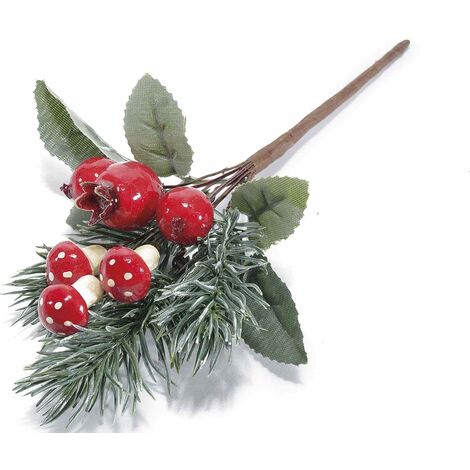 Mazzolini di Pino con Bacche Rosse Fiori Artificiali Natalizi Addobbi per Albero di Natale Decorazione Natalizia Chiudi Pacco (1/3)