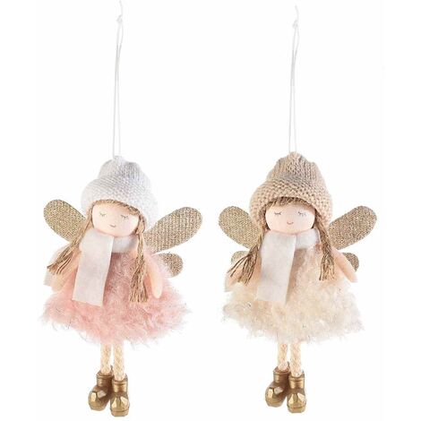 Decorazioni per Albero di Natale a Forma di Angioletti In Pelliccia Sintetica e con Ali Set da 8 Pezzi Addobbi Natalizi da Appendere