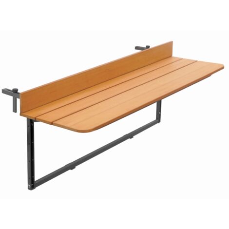 Tavolo Balcone Ringhiera Pieghevole Regolabile 120 x 37 cm Piano Legno Sintetico
