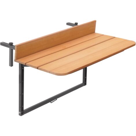 Tavolo Balcone Ringhiera Pieghevole Regolabile 80 x 37 cm Piano Legno Sintetico