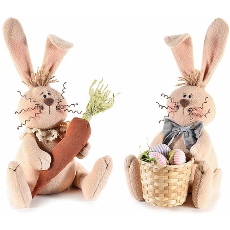 Set Di 3 Coniglietti Pasquali in Tessuto Da Appendere, 17 Cm