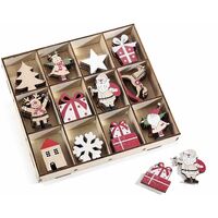 Addobbi Natalizi in Legno Adesivi per Casa e Pacchi Regalo 72 Pezzi Assortiti