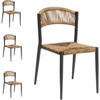 Set 4 Sedie da Esterno Alluminio Impilabili per Bar, Ristornate, Giardino Paglia
