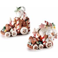 Trenini Natalizi Decorativi in Ceramica - Set da 2 - Idea Regalo Natale