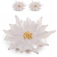Piatti natalizi in vetro perlato bianco a forma di stella di Natale 2 pezzi