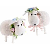 Set 2 Pecorelle con Fiorellini, Decorazione Pasquale e Primaverile per la Casa