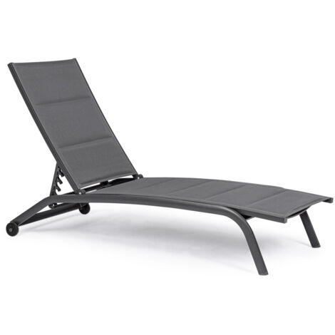 Lettino Prendisole con Ruote in Alluminio e Textilene Antracite (1/5)
