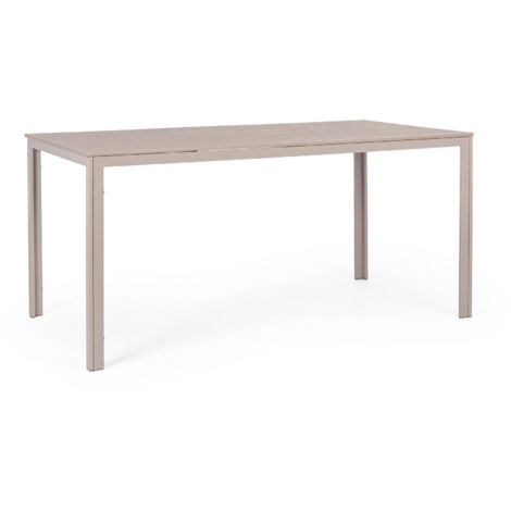 Tavolo in Acciaio con piano in Hdpe con effetto legno 156X78 Tortora