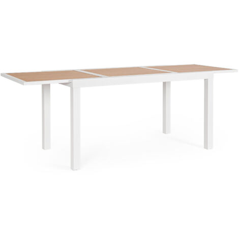 Tavolo Allungabile in Alluminio con doghe effetto Legno 140-210X77 Bianco (1/5)