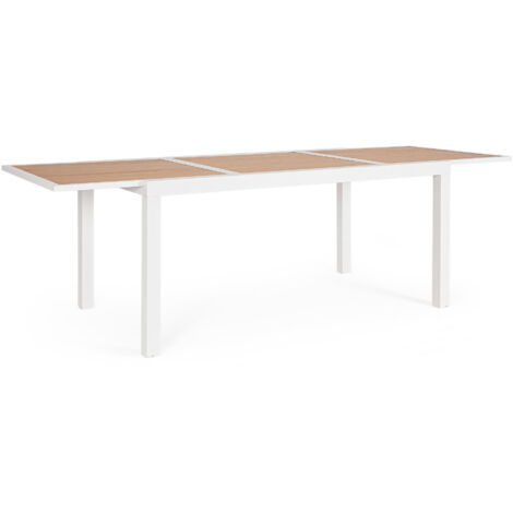 Tavolo Allungabile in Alluminio con doghe effetto Legno 160-240X90 Bianco (1/5)