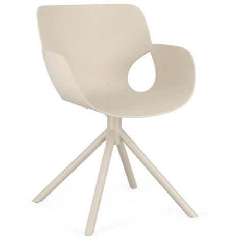 Set 4 Sedie da Pranzo in Acciaio e Polipoliprene Beige (1/5)