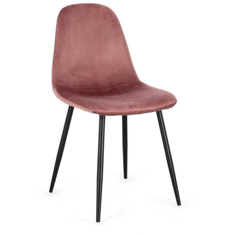 Sedia da Pranzo in Fibra Sintetica, Nero/Rosa (1/5)