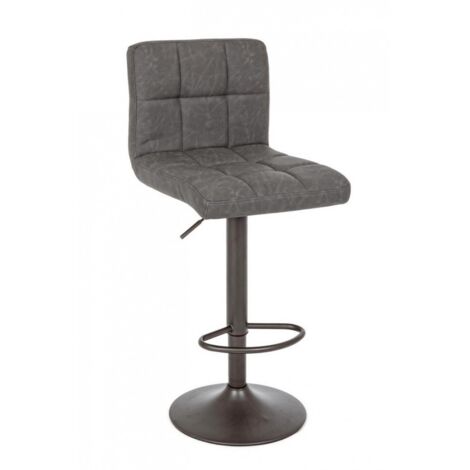 Set 6 Sgabello Bar in Acciaio e similpelle, Nero/Grigio Scuro (1/4)