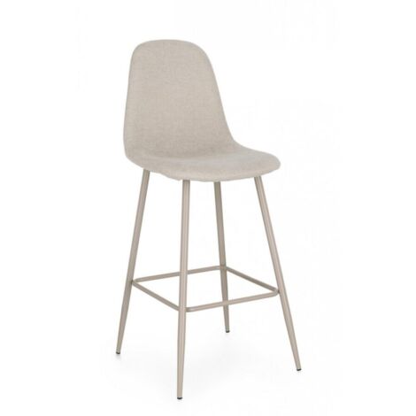 Set 2 Sgabello Bar in Acciaio, Tortora/Beige