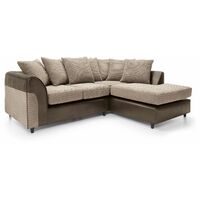 Harvey Cord Fabric Corner Sofa - color Brown