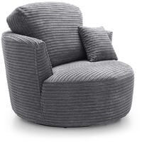 Jumbo Cord swivel chair - Grey - color Grey - Grey