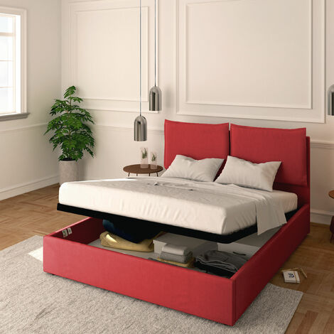 Baldiflex Letto Contenitore Matrimoniale 160x200 Licia in Tessuto con Rete a Doghe colore Rosso Cranberry (1/5)