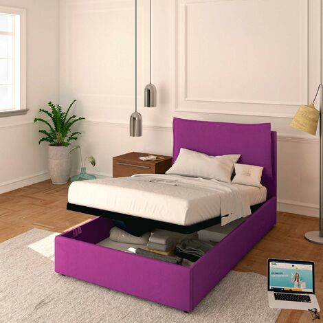Baldiflex Letto Contenitore Piazza e mezzo 120x190 Licia in Tessuto con Rete a Doghe colore Fucsia (1/5)