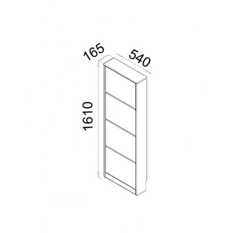 Zapatero Loira 52AB TOPKIT Armario zapatero 4 puertas estrecho alto Medidas: 161x54x16 cm Roble y Blanco