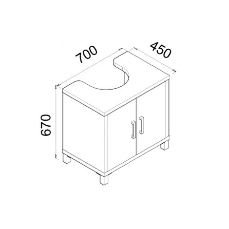 Mueble baño bajo lavabo Gala 8915 TOPKIT, armario bajo Medidas: 68x70x45 cm Blanco