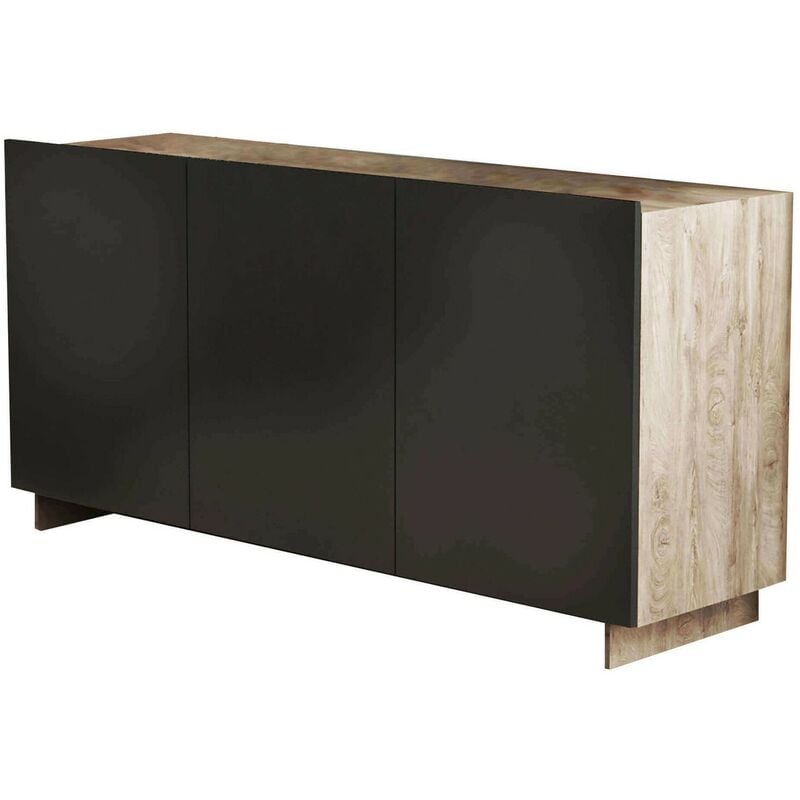 Madia da Ingresso Acero e Grigio 140 cm Credenza 2 Ante e 3 Cassetti