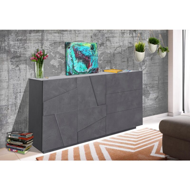 Credenza 150cm madia 2 ante 3 cassetti ingresso design Zet Bolan Ardesia