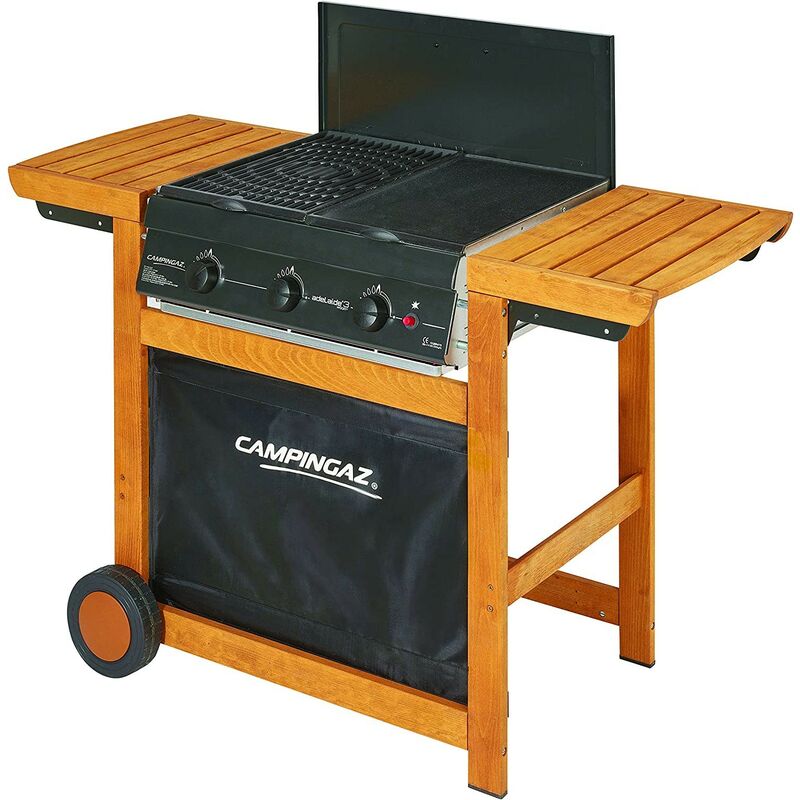 Campingaz Barbecue Dual Gas 14 Kw Metano GPL 3 Bruciatori Griglia Piastra  Ghisa